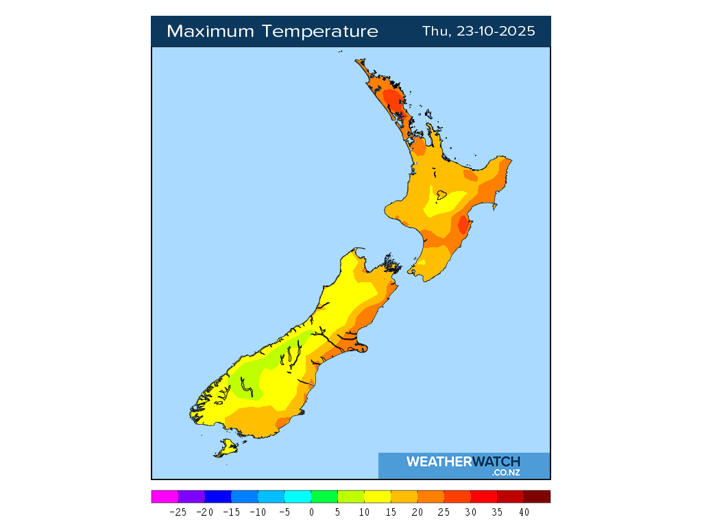 Maximum temperature for 1:01pm on Thu 23 October 2025