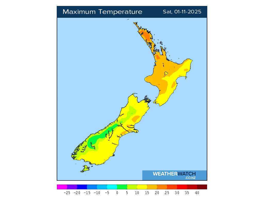 Maximum temperature for 1:01pm on Sat 1 November 2025