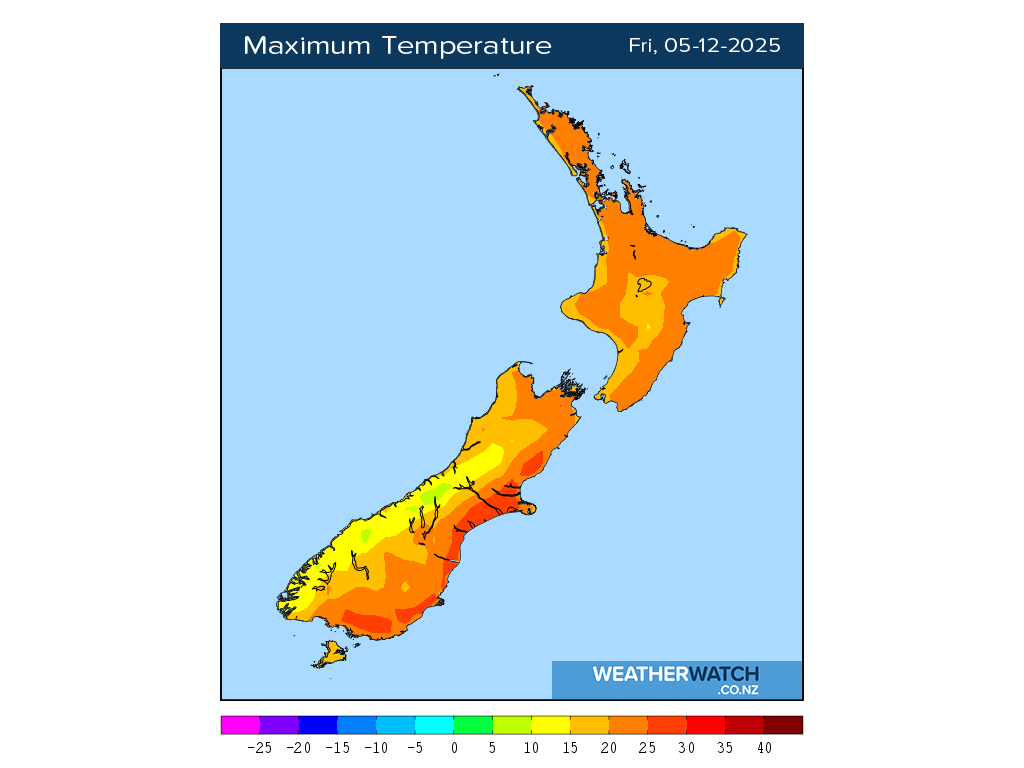 Maximum temperature for 1:01pm on Fri 5 December 2025