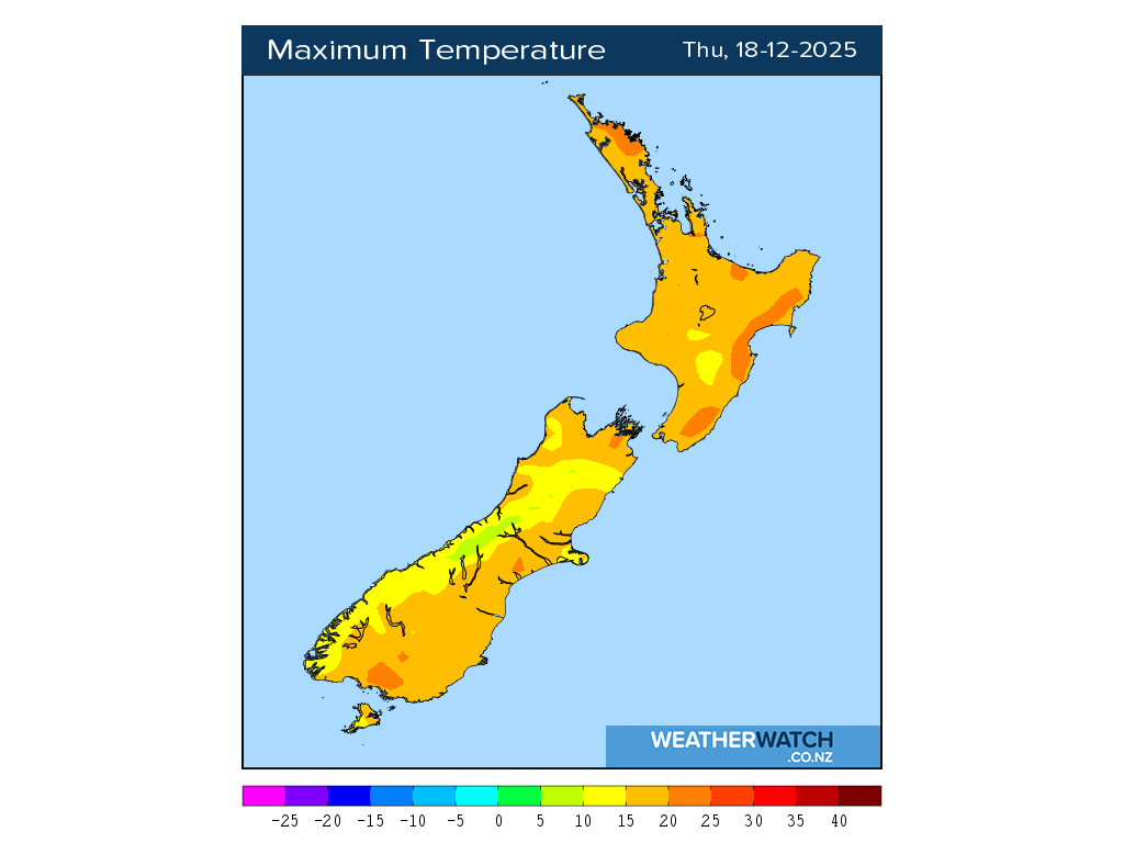 Maximum temperature for 1:01pm on Thu 18 December 2025