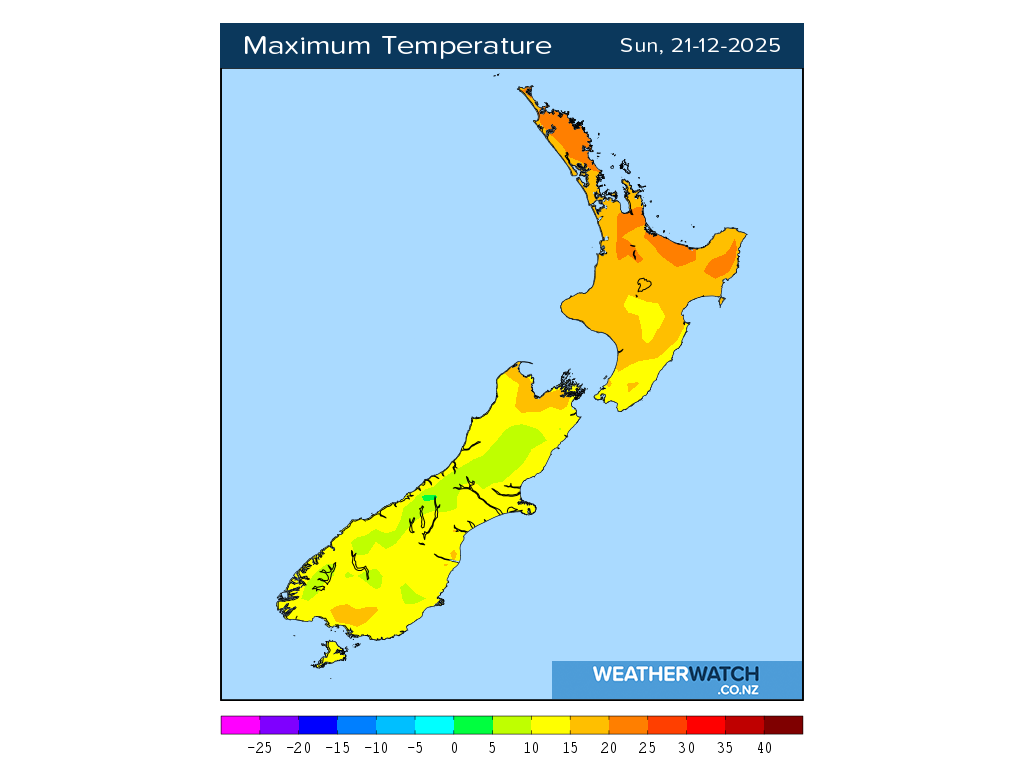 Maximum temperature for 1:01pm on Sun 21 December 2025