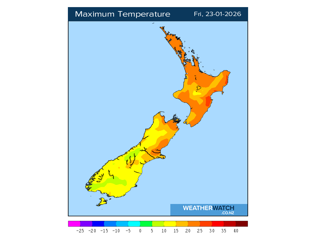 Maximum temperature for 1:01pm on Fri 23 January 2026