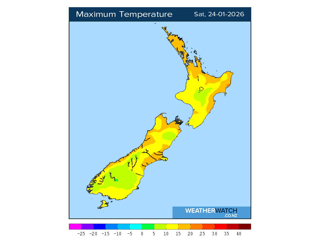 Maximum temperature for 1:01pm on Sat 24 January 2026