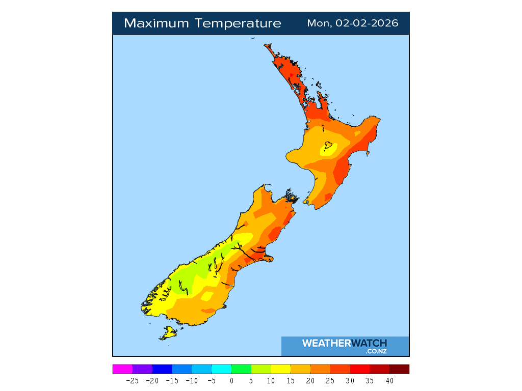Maximum temperature for 1:01pm on Mon 2 February 2026