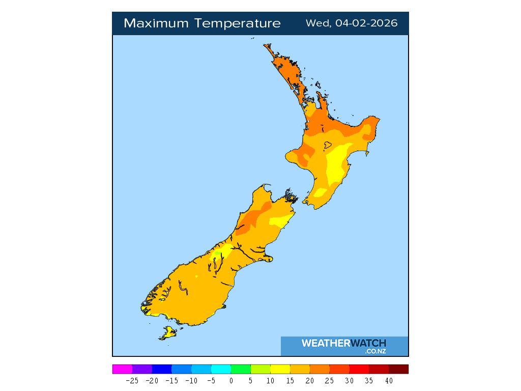 Maximum temperature for 1:01pm on Wed 4 February 2026