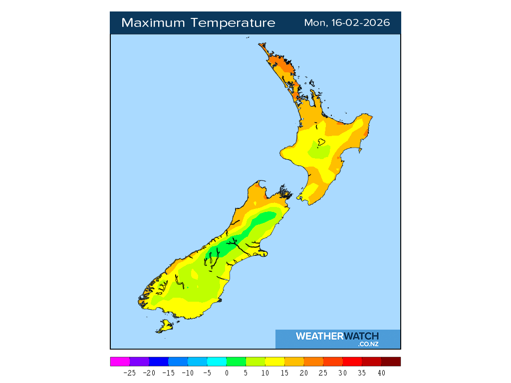 Maximum temperature for 1:01pm on Mon 16 February 2026