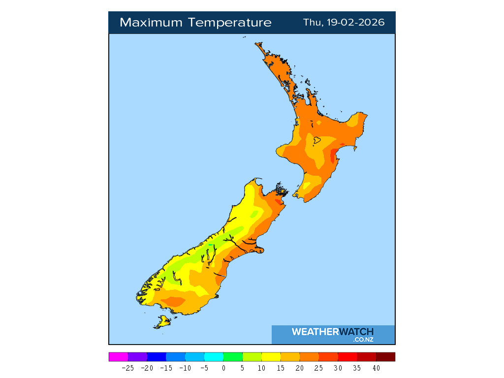 Maximum temperature for 1:01pm on Thu 19 February 2026