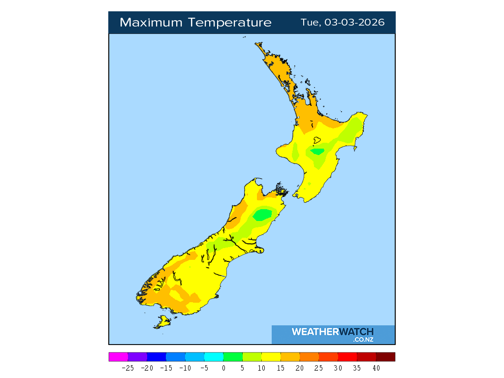 Maximum temperature for 1:01pm on Tue 3 March 2026