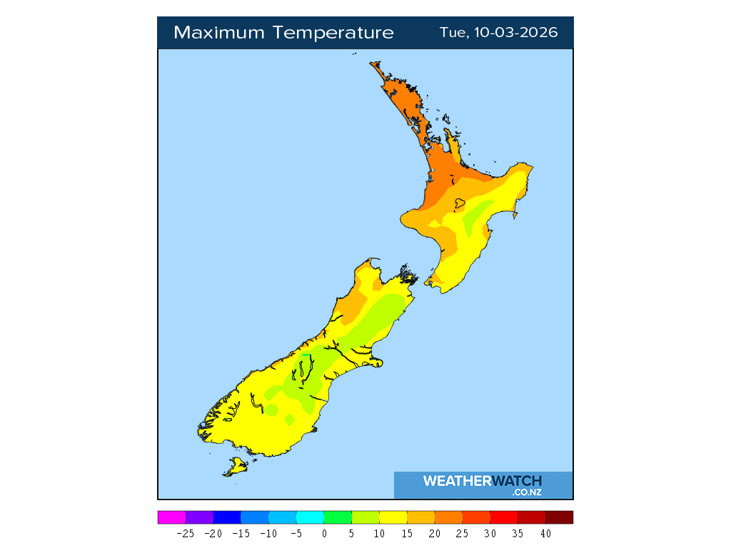 Maximum temperature for 1:01pm on Tue 10 March 2026