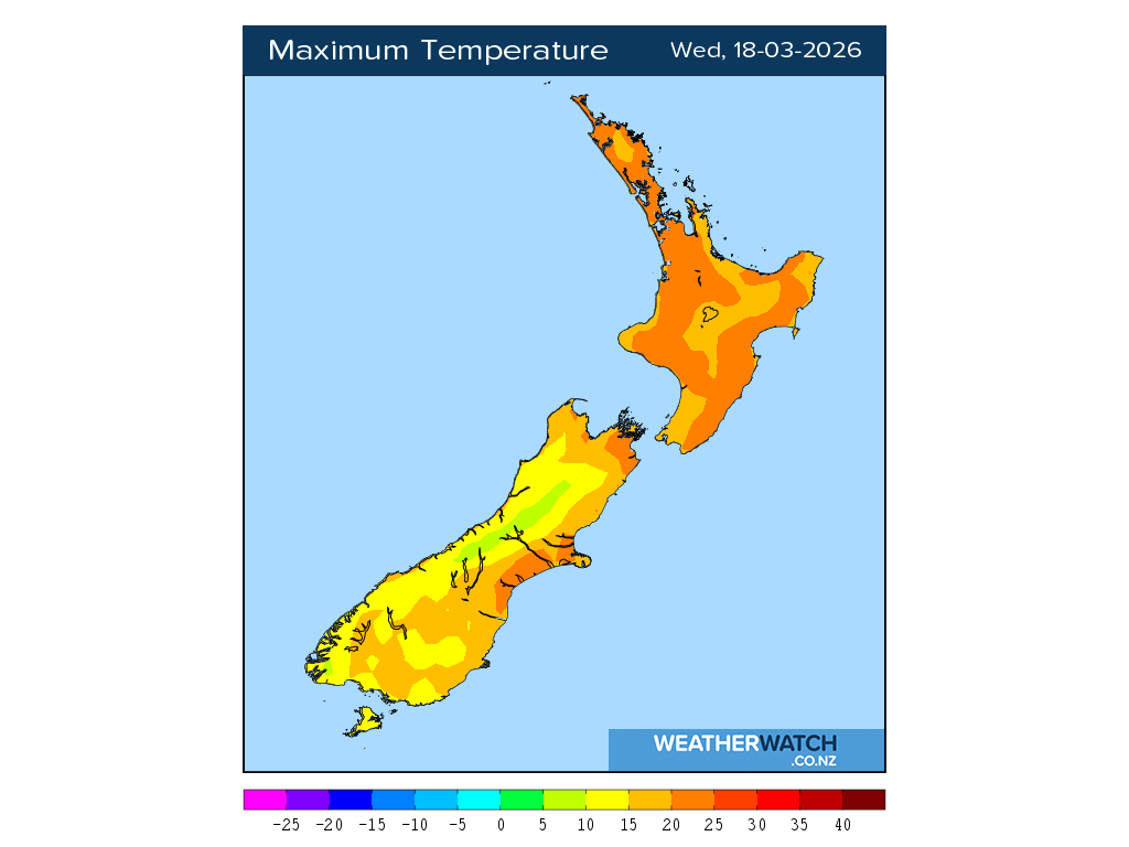 Maximum temperature for 1:01pm on Wed 18 March 2026