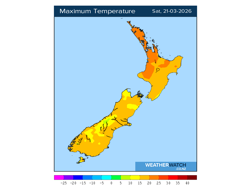Maximum temperature for 1:01pm on Sat 21 March 2026