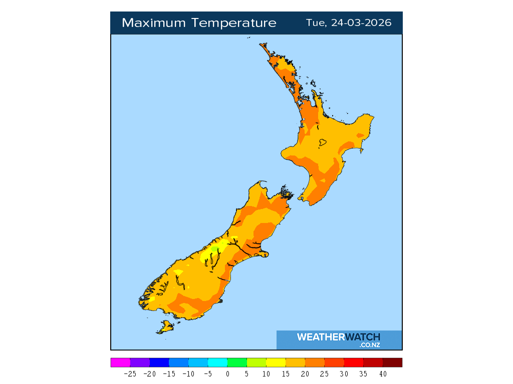 Maximum temperature for 1:01pm on Tue 24 March 2026