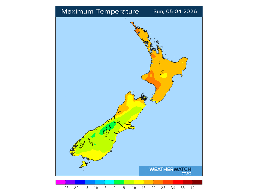 Maximum temperature for 12:01pm on Sun 5 April 2026