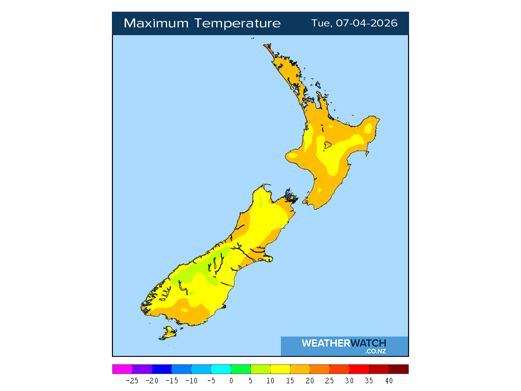 Maximum temperature for 12:01pm on Tue 7 April 2026