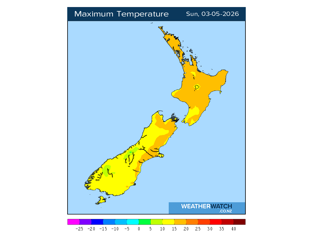 Maximum temperature for 12:01pm on Sun 3 May 2026