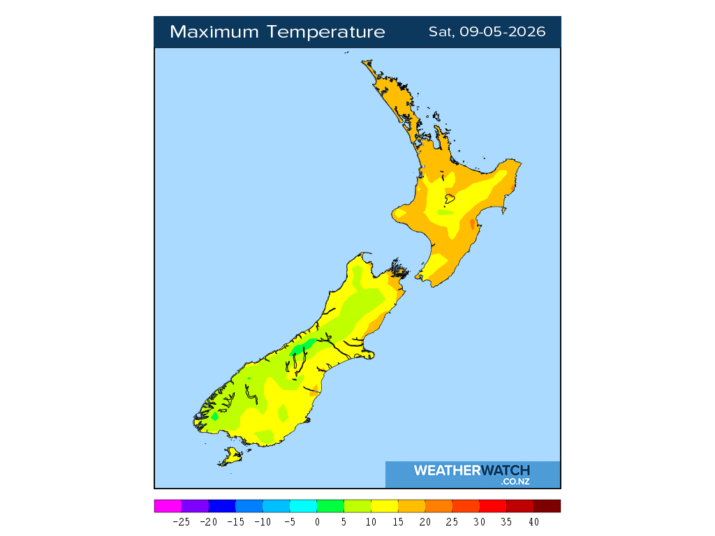 Maximum temperature for 12:01pm on Sat 9 May 2026