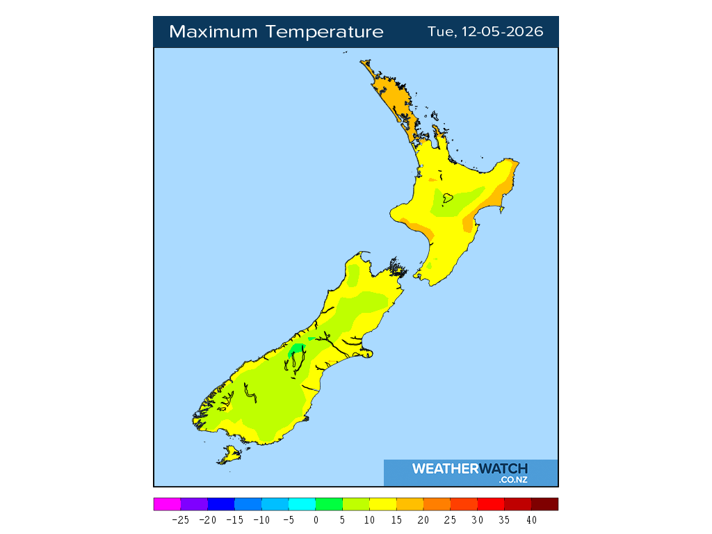 Maximum temperature for 12:01pm on Tue 12 May 2026