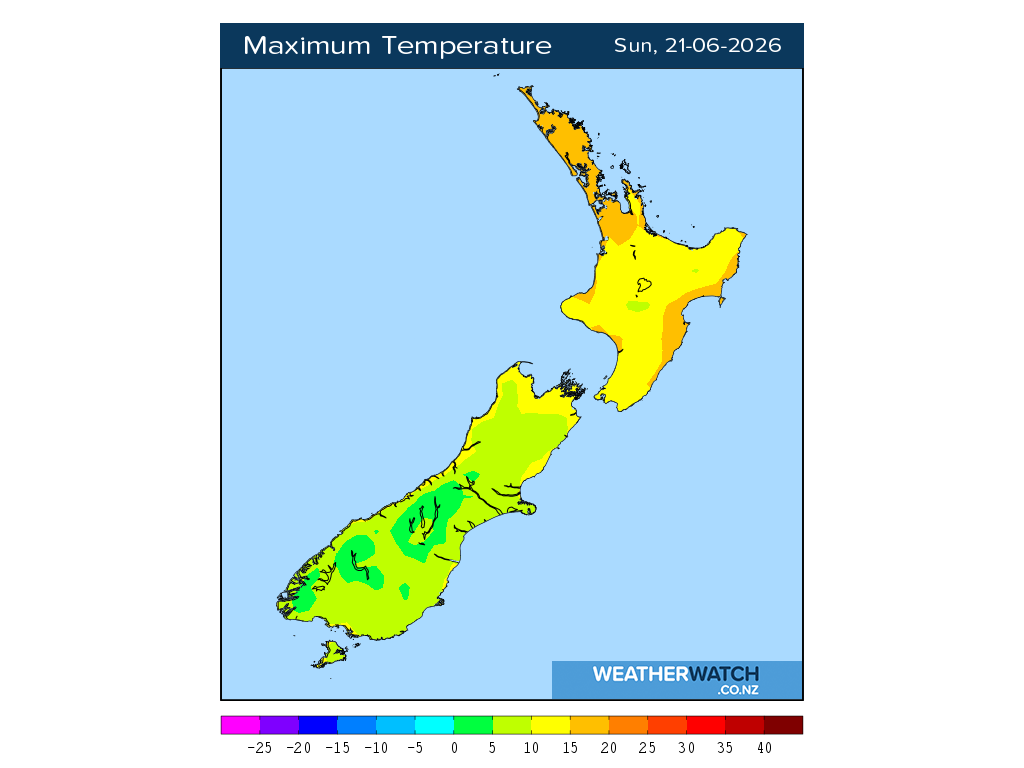 Maximum temperature for 12:01pm on Sun 21 June 2026