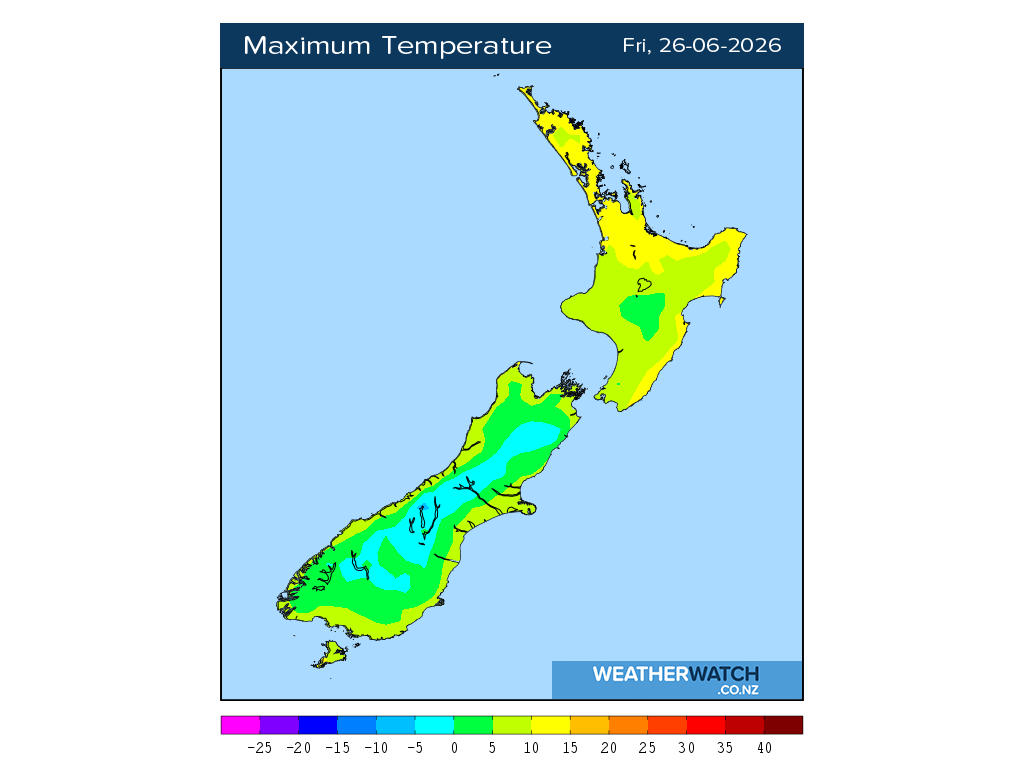 Maximum temperature for 12:01pm on Fri 26 June 2026