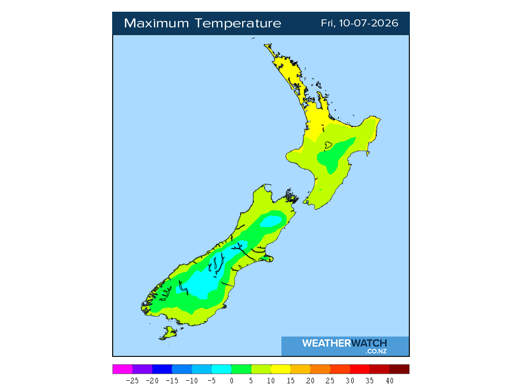 Maximum temperature for 12:01pm on Fri 10 July 2026