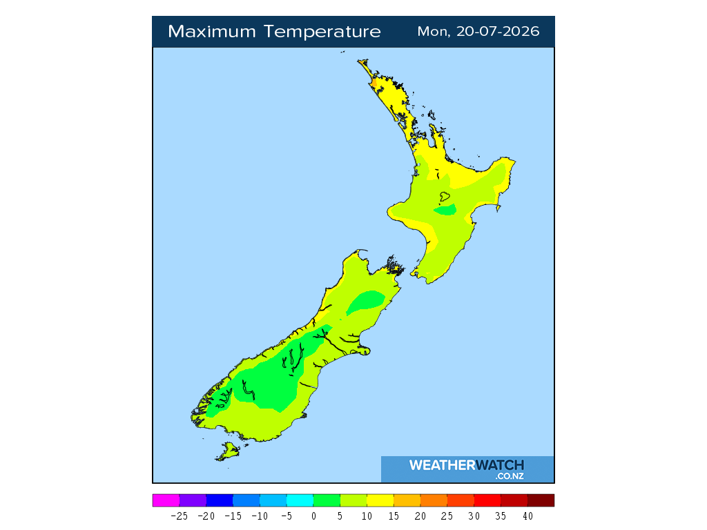 Maximum temperature for 12:01pm on Mon 20 July 2026