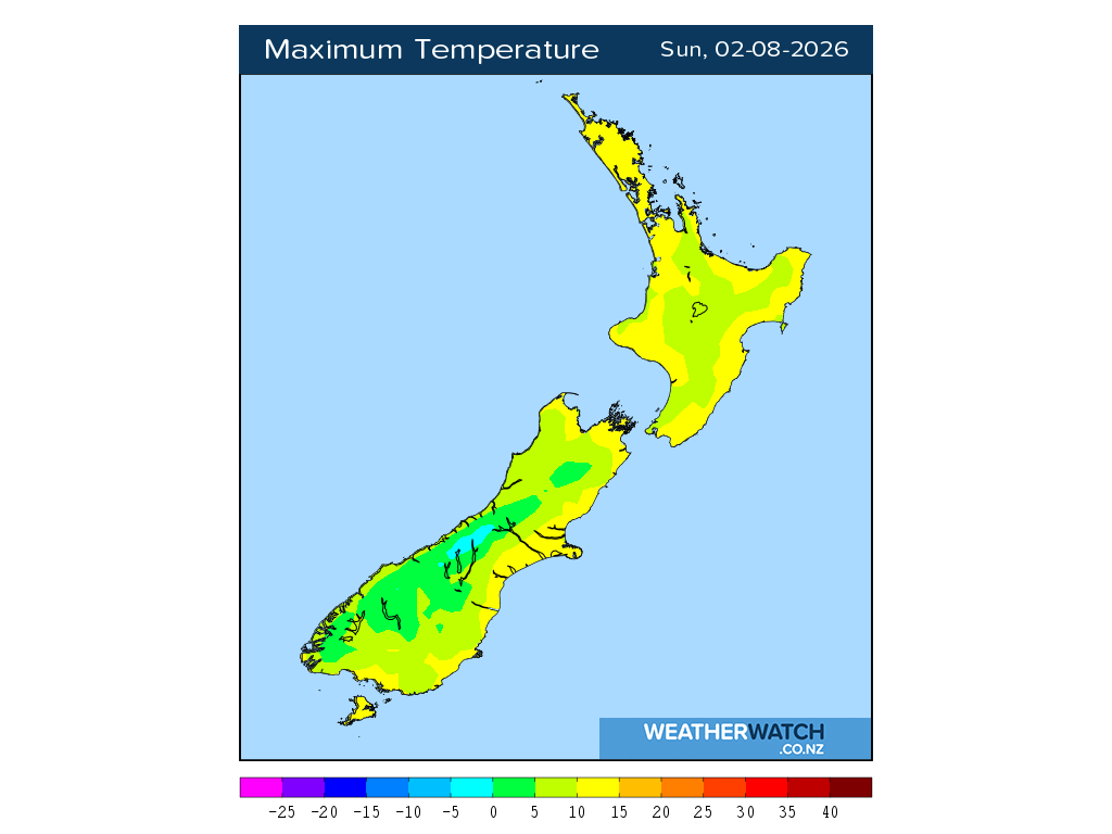 Maximum temperature for 12:01pm on Sun 2 August 2026