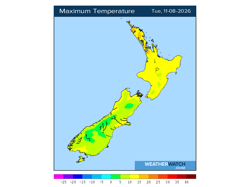 Maximum temperature for 12:01pm on Tue 11 August 2026
