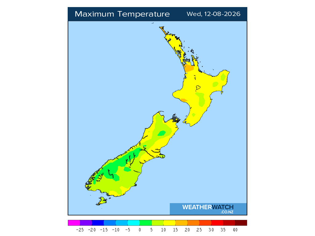 Maximum temperature for 12:01pm on Wed 12 August 2026