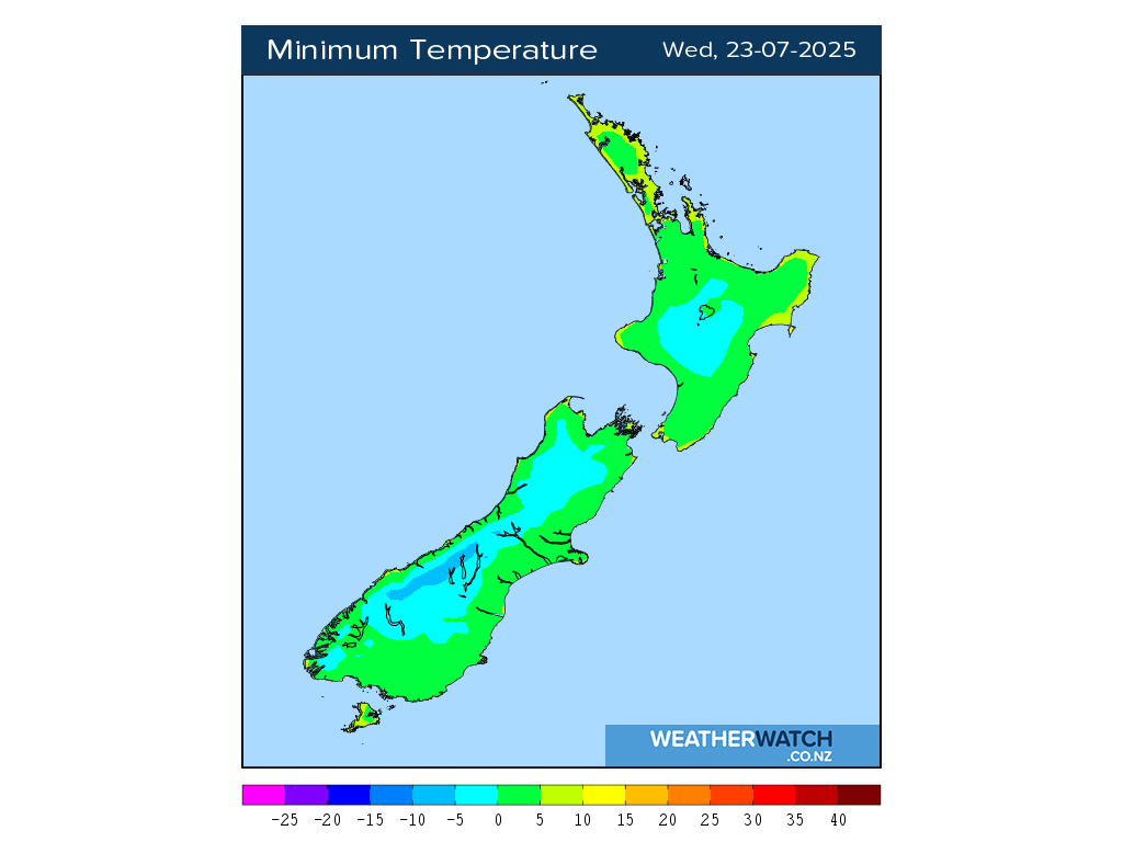 Minimum temperature for 12:01am on Wed 23 July 2025