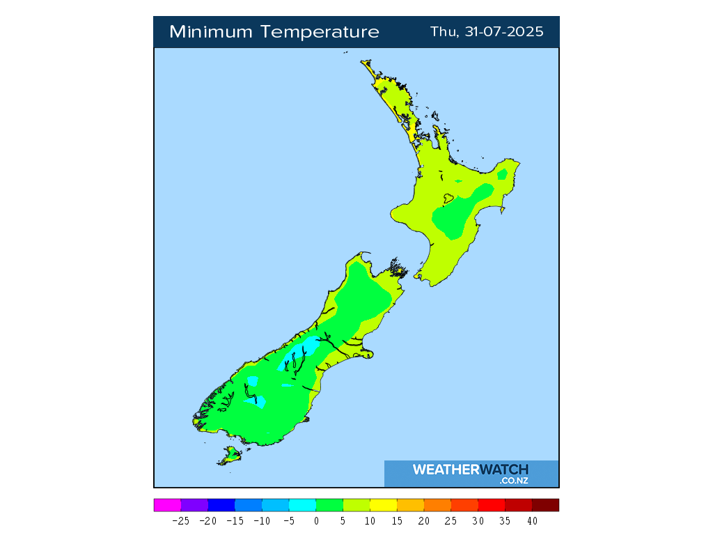 Minimum temperature for 12:01am on Thu 31 July 2025