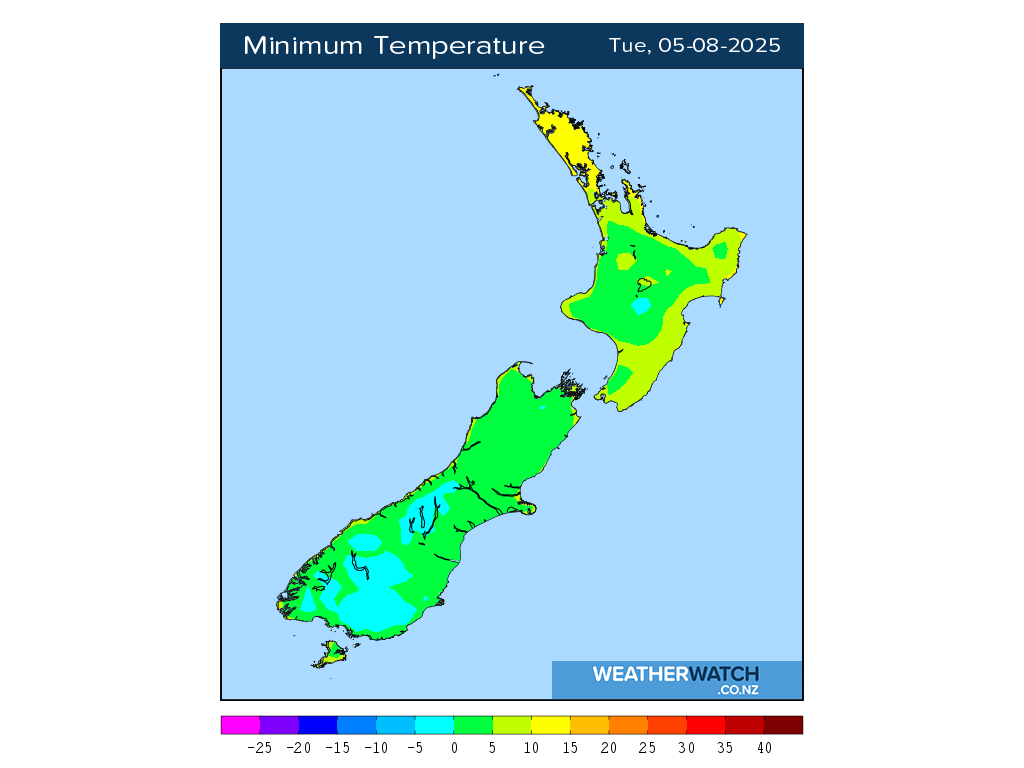 Minimum temperature for 12:01am on Tue 5 August 2025