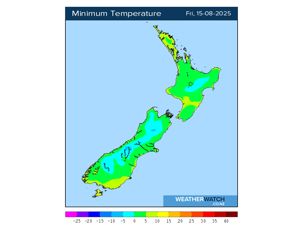 Minimum temperature for 12:01am on Fri 15 August 2025