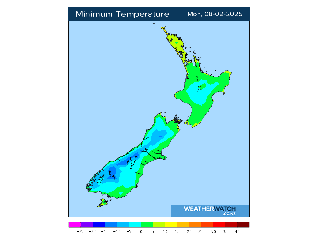 Minimum temperature for 12:01am on Mon 8 September 2025