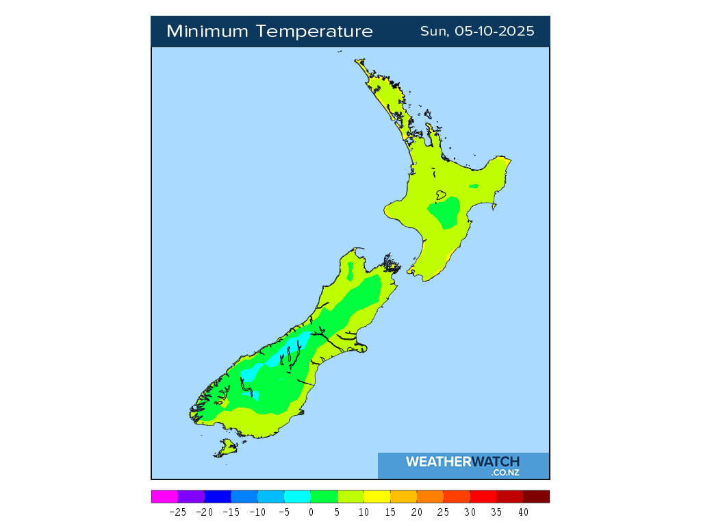 Minimum temperature for 1:01am on Sun 5 October 2025