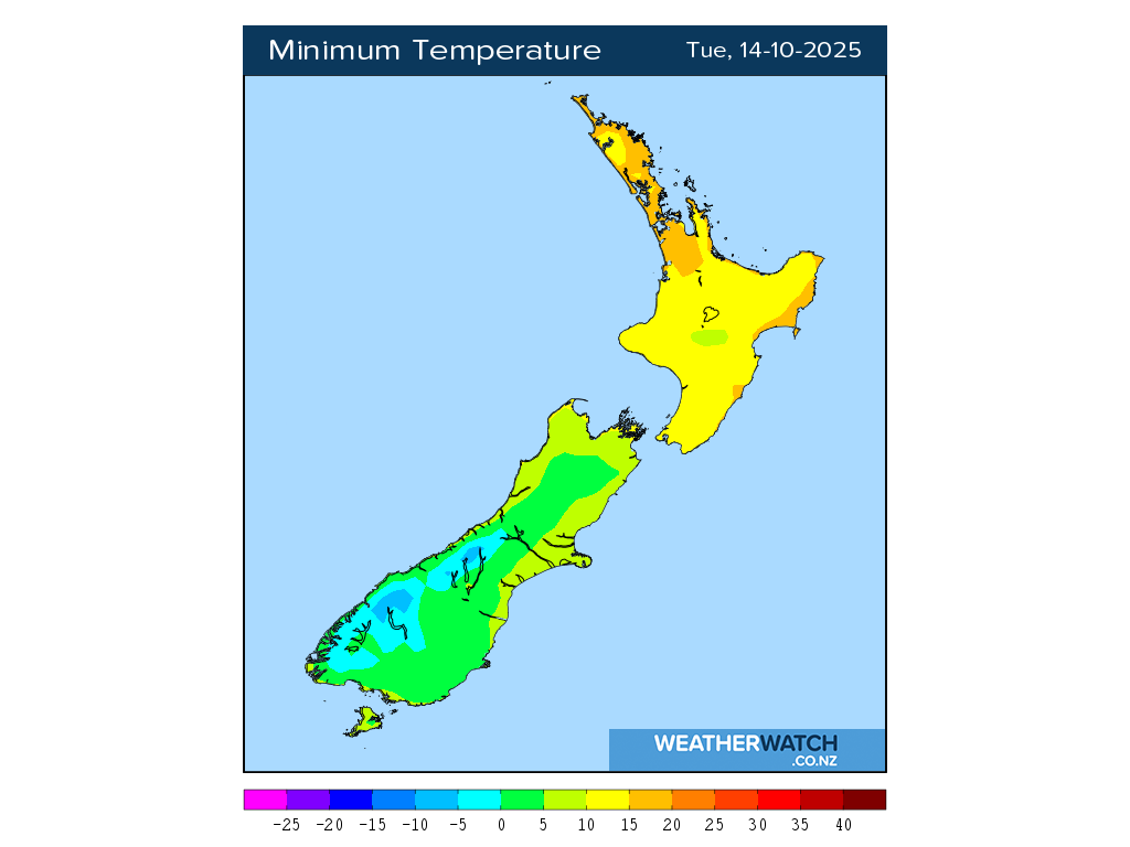 Minimum temperature for 1:01am on Tue 14 October 2025