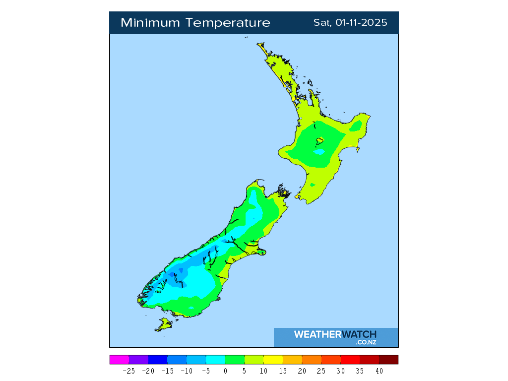 Minimum temperature for 1:01am on Sat 1 November 2025