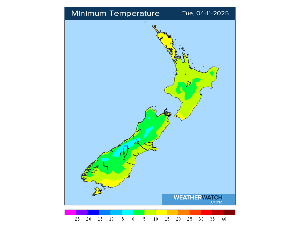 Minimum temperature for 1:01am on Tue 4 November 2025
