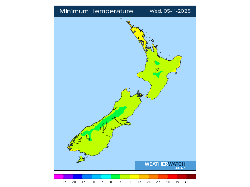 Minimum temperature for 1:01am on Wed 5 November 2025