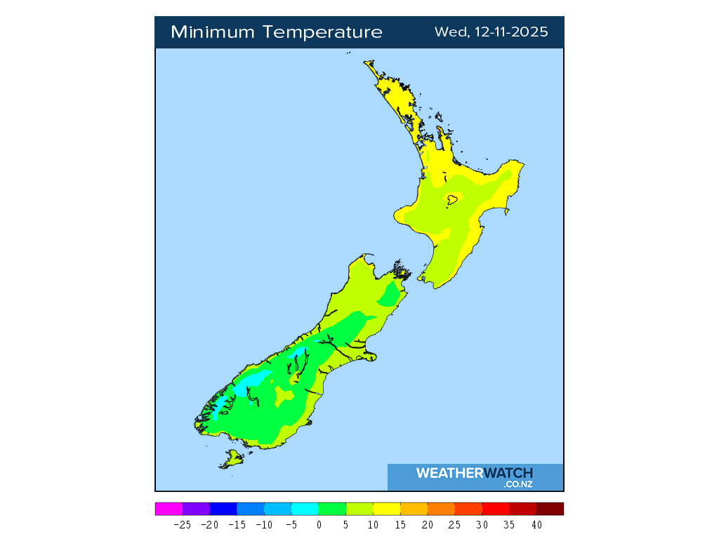 Minimum temperature for 1:01am on Wed 12 November 2025