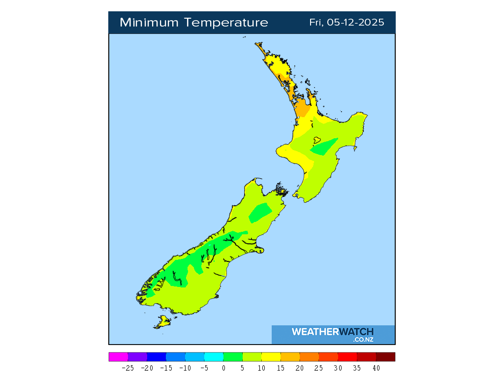 Minimum temperature for 1:01am on Fri 5 December 2025