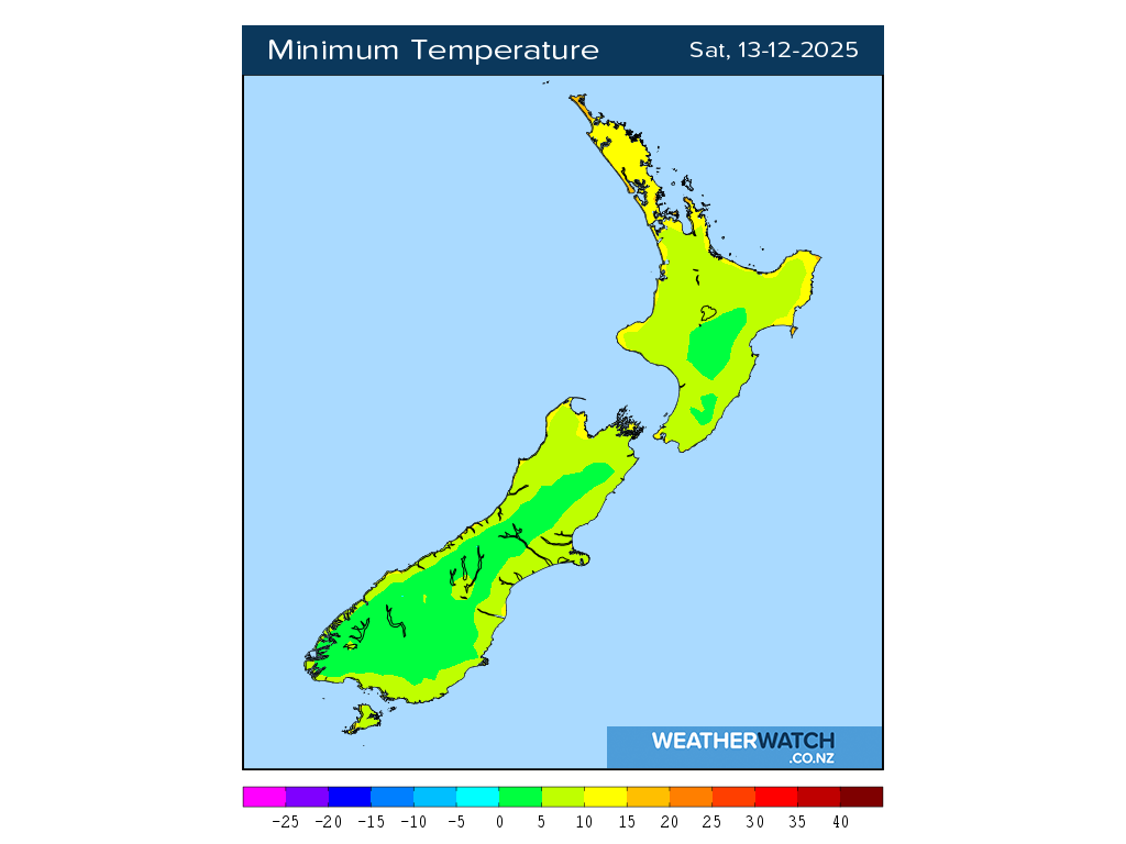 Minimum temperature for 1:01am on Sat 13 December 2025