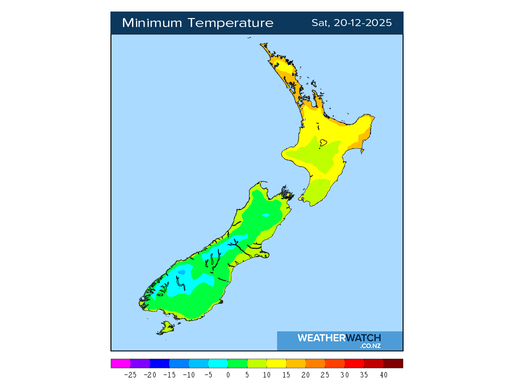 Minimum temperature for 1:01am on Sat 20 December 2025
