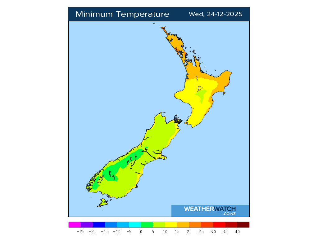 Minimum temperature for 1:01am on Wed 24 December 2025