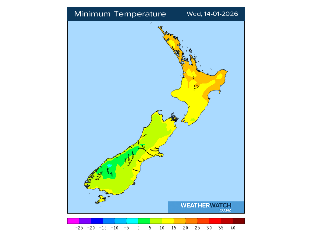 Minimum temperature for 1:01am on Wed 14 January 2026