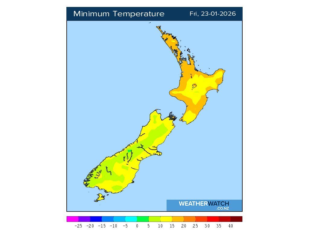 Minimum temperature for 1:01am on Fri 23 January 2026