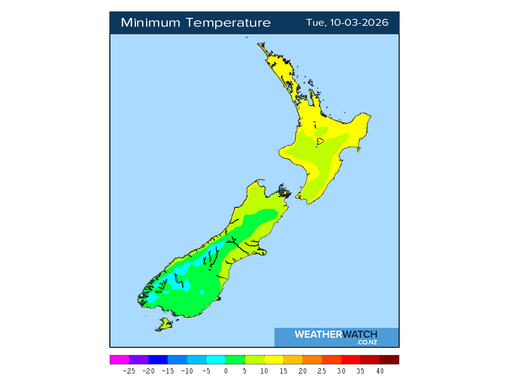 Minimum temperature for 1:01am on Tue 10 March 2026