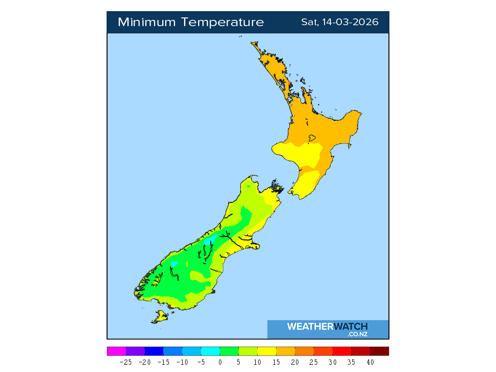 Minimum temperature for 1:01am on Sat 14 March 2026