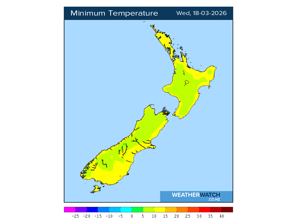 Minimum temperature for 1:01am on Wed 18 March 2026