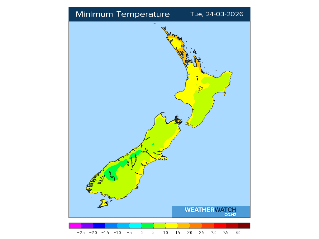 Minimum temperature for 1:01am on Tue 24 March 2026
