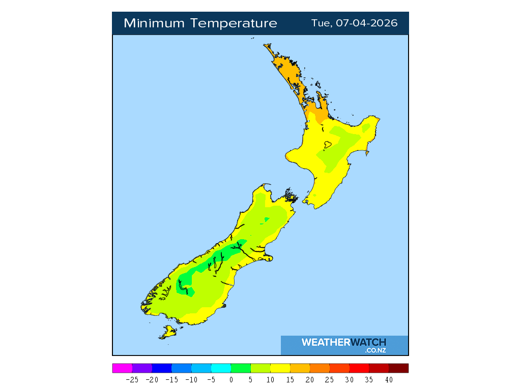 Minimum temperature for 12:01am on Tue 7 April 2026